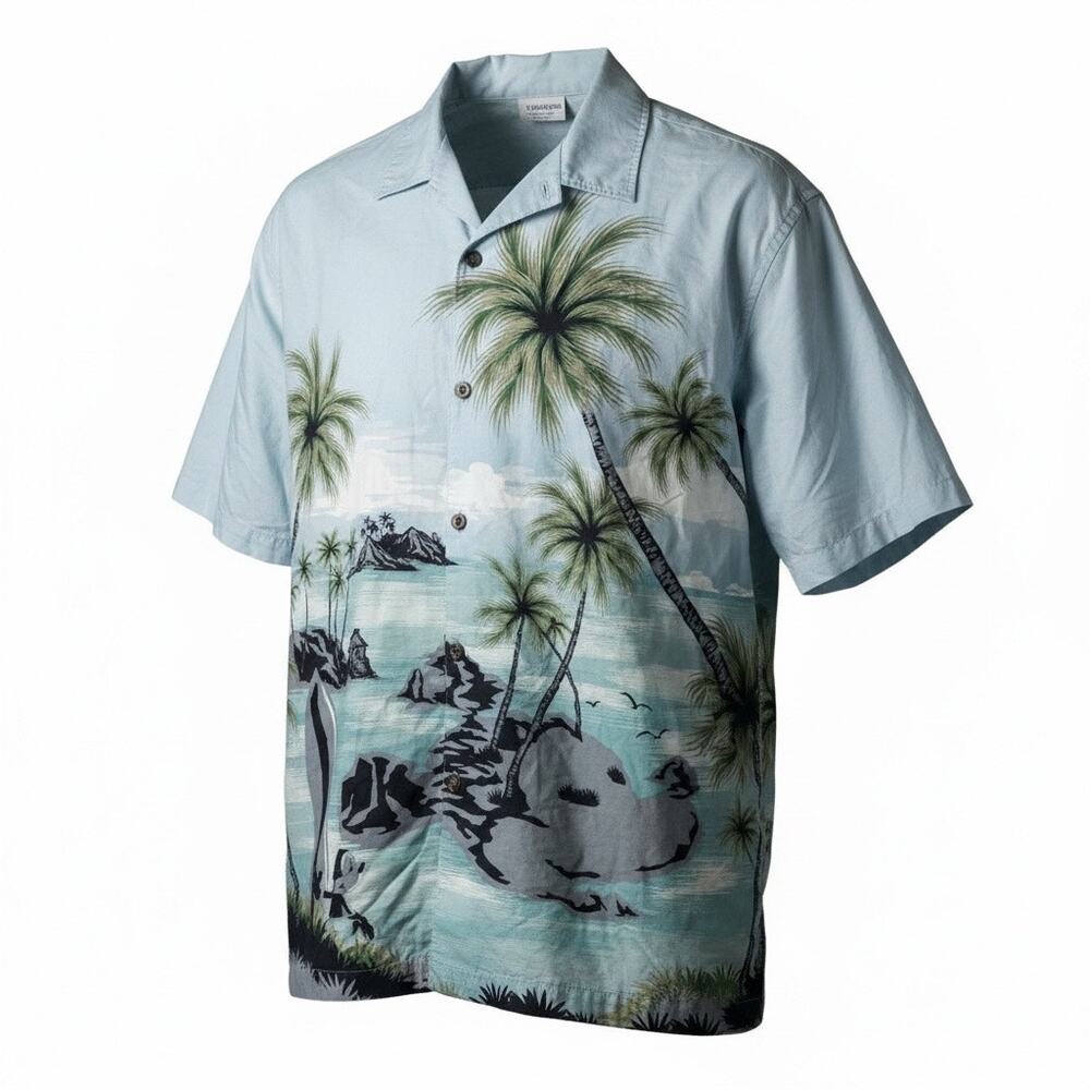 NWOT Disney Parks Hawaiian Tropical Beach Palms Tree Mickey Collar Shirt XXXL
